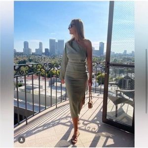 NWT ZARA ASYMMETRICAL LINEN BLEND DRESS LIGHT KHAKI - REF. 8017/621  - size S